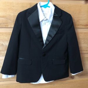 Tuxedo jacket black with white dress shirt size 4 Nautica